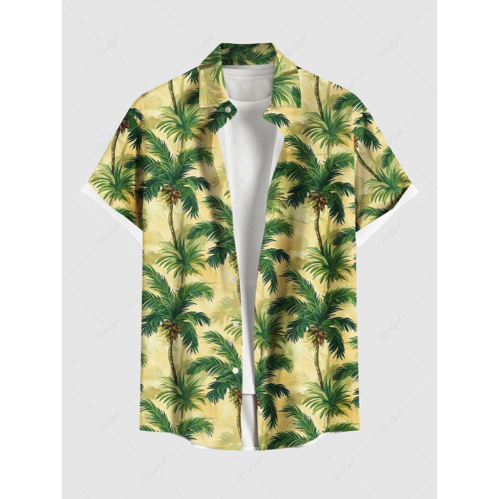 Herren Hawaiihemd 3D-gedruckt Kurzarm Button-Down Revershemd Übergroße Oberteile Sommerurlaub Freizeit Alohahemden für Herren