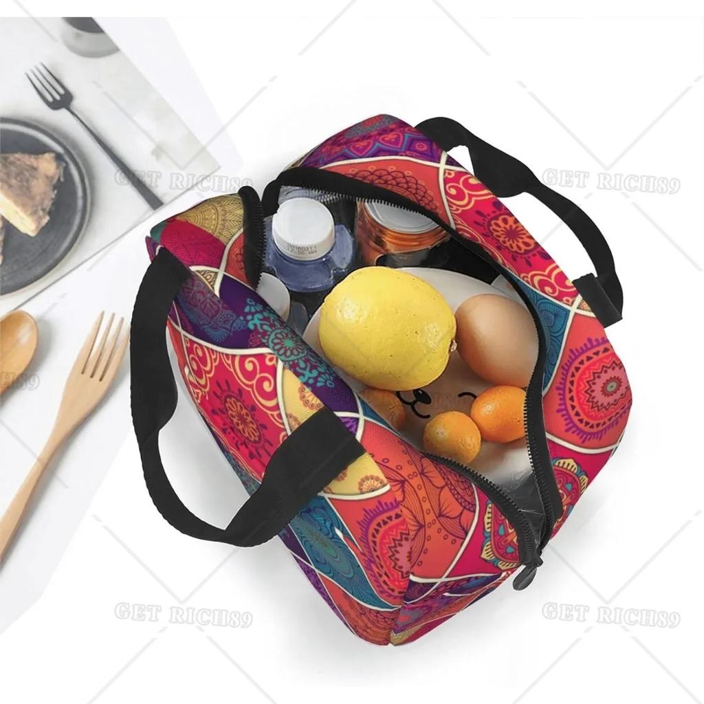 Sac à déjeuner vintage oriental mandala résistant à l'eau pour femmes, glacière isotherme pour dame, adultes, travail, université, pique-nique, plage