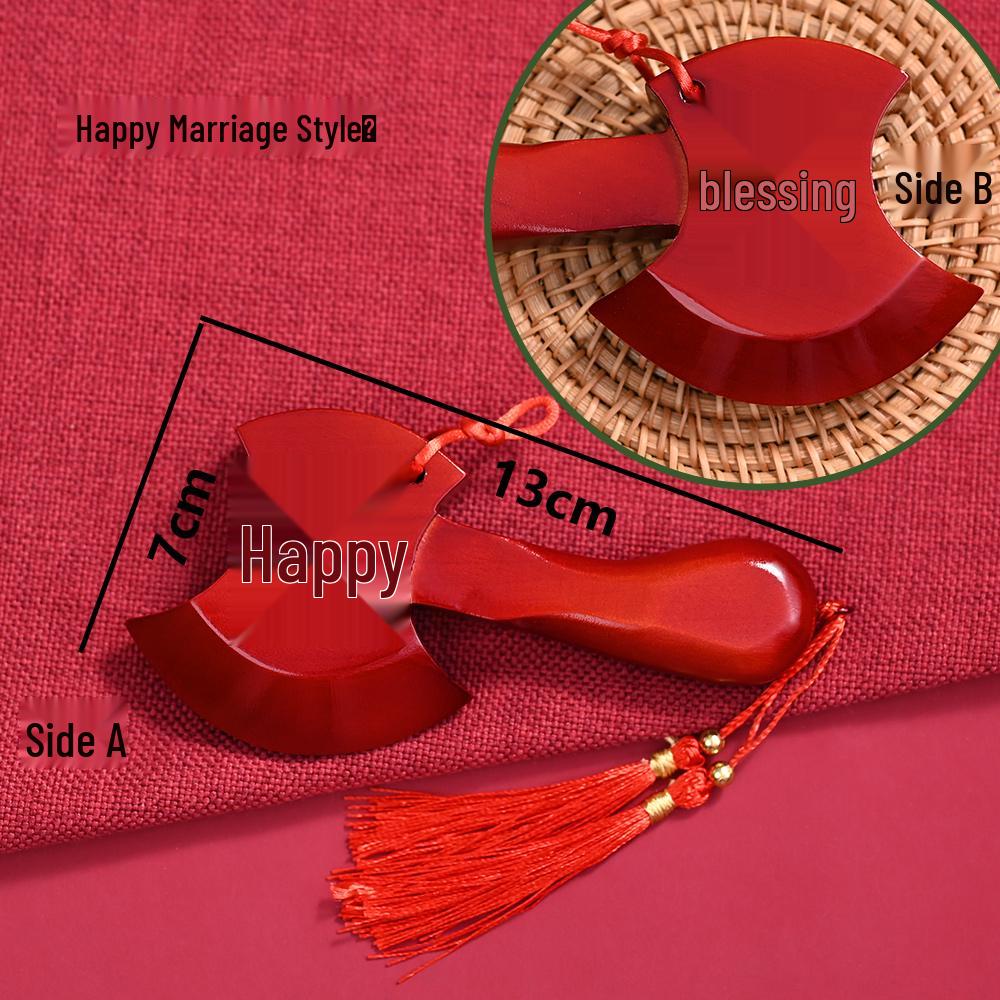Red Peach Wood Axe Pendant: Wedding, Fortune, and Housewarming Blessings