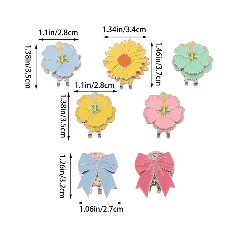 Golf Cap Clips With Magnet Mark Bow/Petal Pattern Golf Ball Marker Golf Ball Position Removable Golf Accessories