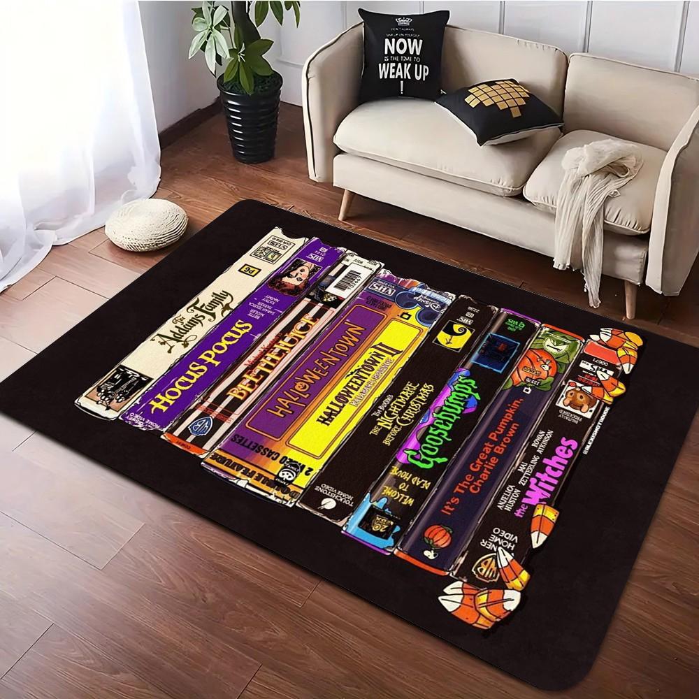 Retro Black Horror Film Themed Carpet Rug for Living Room Decor Soft Carpet Sofa Bedroom Nonslip Floor Mat for Fans Home Doormat