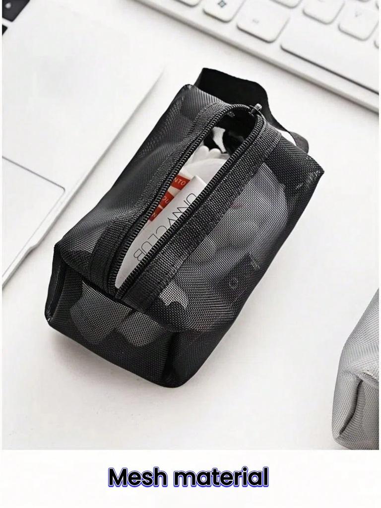 2pcs Mesh Storage Bag, Mini Portable Coin Bag, Headphone Storage Bag, Data Cable Storage Bag, Portable Cosmetics Storage Bag