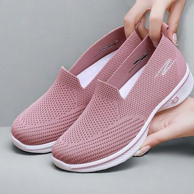 Chaussures de marche décontractées à enfiler pour femmes Tennis Légères Baskets de sport pour salle de sport Entraînement athlétique Respirantes Baskets confortables en maille tricotée pour femmes