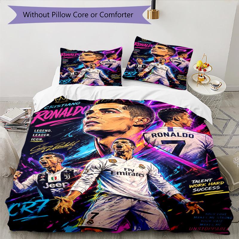 Ronaldo's Portugal's Cristiano Ronaldo Wins World Cup Bedding Set, Breathable Duvet Cover with Pillowcases, Soft Bed Linen for Bedroom Home Decoration