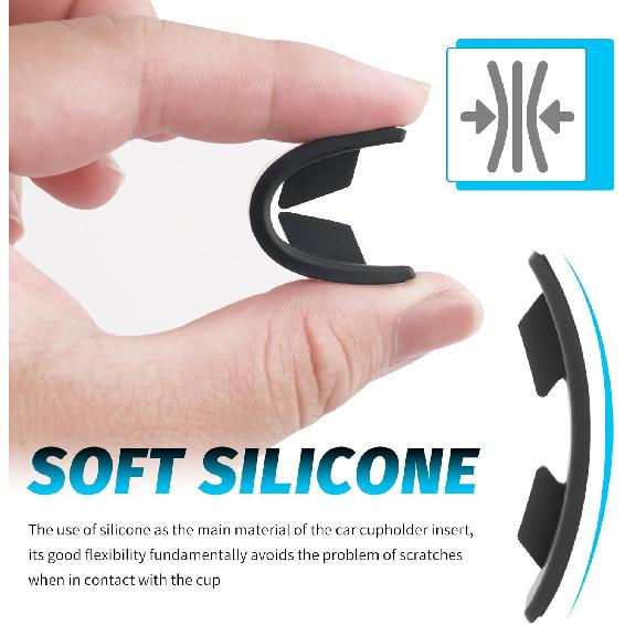 6PCS Upgraded Silicone Car Cup Holder ert with Arc Leaf Design,Soft Cupholder ert for Car to Reduce Cup Sliding & Shaking,Large Adhesive Backing Cups