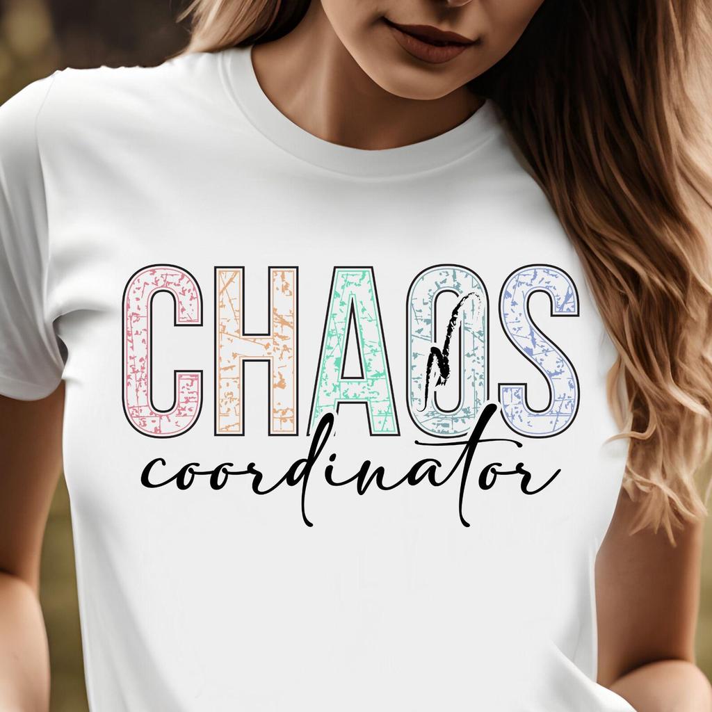 Chaos Coordinator T-shirt | Floral Lettering, Mom Life, Teacher Mom Tee, 7 colors