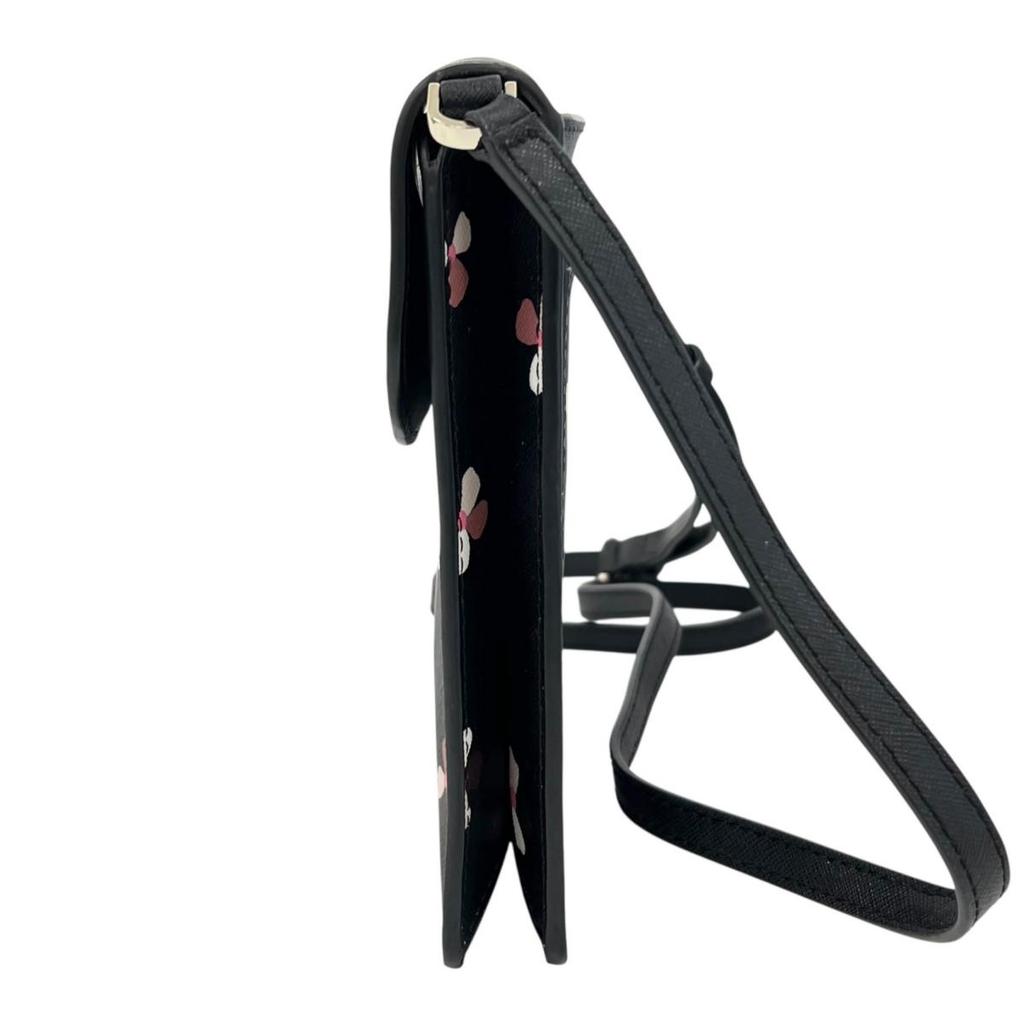 Kate Spade Floral Pattern Dusk Buds Shoulder Bag Leather Black Women Used