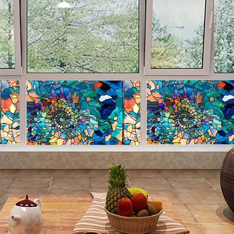 45X100cm Electrostatic Glass Patch Abstract Mosaic Pattern Privacy Stained Film