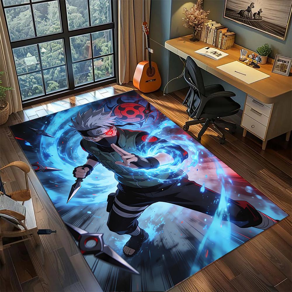 Kakashi Hatake Team 7 Sensei Portrait Rug Carpet Large Area Rug Non Slip Washable Floor Mat Gamer Room Bedroom Home Decor