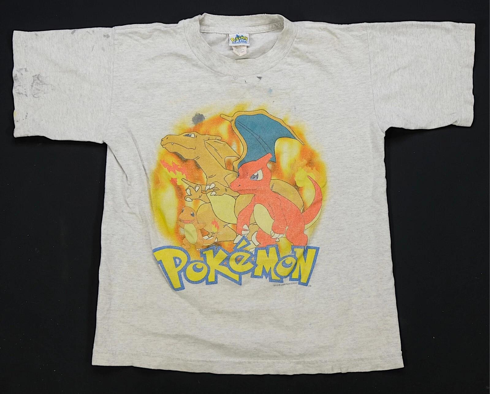 Rare Vintage POKEMON Charmander Charizard Evolution 2000 T Shirt 90s Youth SZ M 4XL