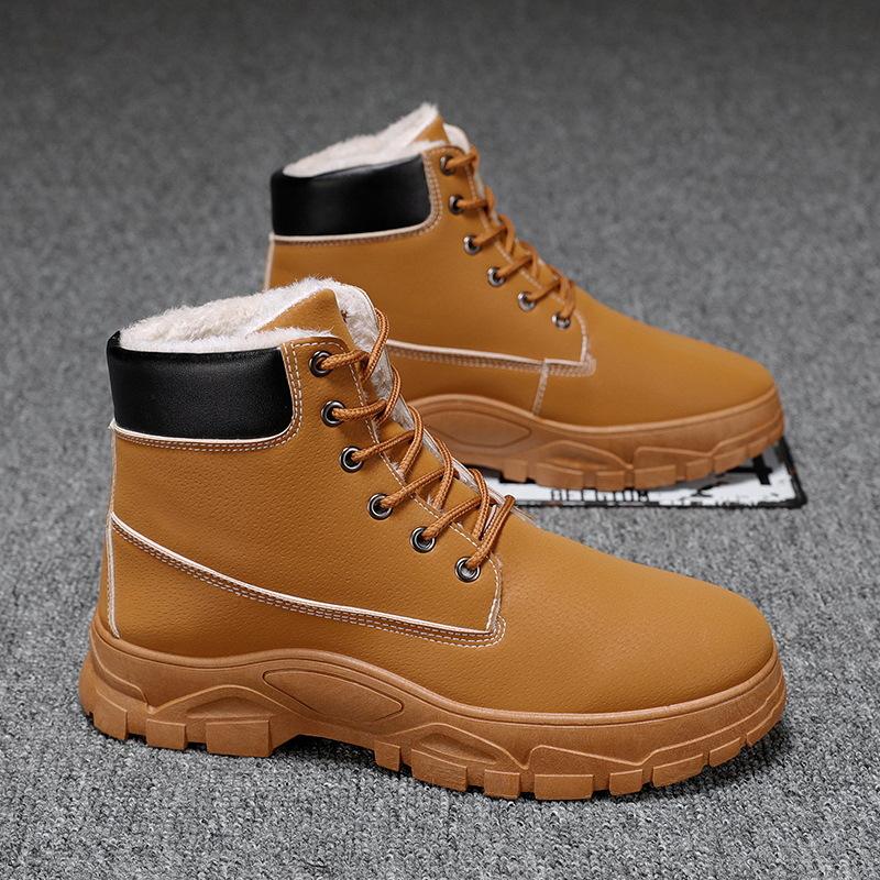 Fashion Men High Quality Leather Boots Male Winter Casual Motorcycle Ankle Botas Hombre Men Lace-Up Basic Boots Man Fashion Men Boots