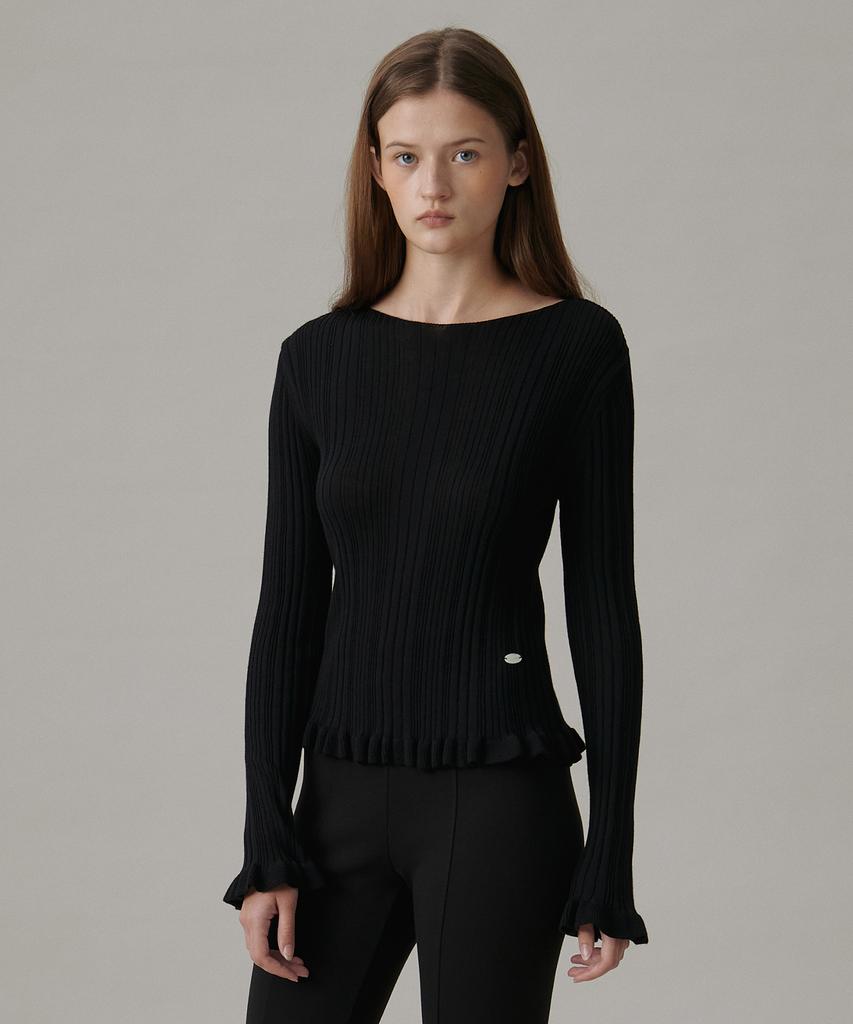 TTUDEMENT Boatneck Rib Knit_Black