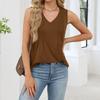 Damen Locker geschnittenes ärmelloses Tanktop mit V-Ausschnitt und gefalteter Vorderseite, lässige leichte Bluse für den Sommer, tägliches Tragen