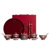 Chinese Wedding Tea Set, Enamel Red Double Happiness Cup, Bride Dowry Gifts, Ceremony Kung Fu Tea Pot, Bridal Bowl Chopsticks
