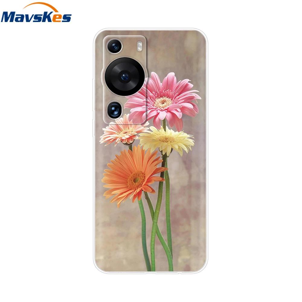 For Huawei P60 Pro Case Cute Heart Cartoon Painted Silicone Clear TPU Back Cover For Huawei P 60 P60 2023 P60Pro Phone Cases