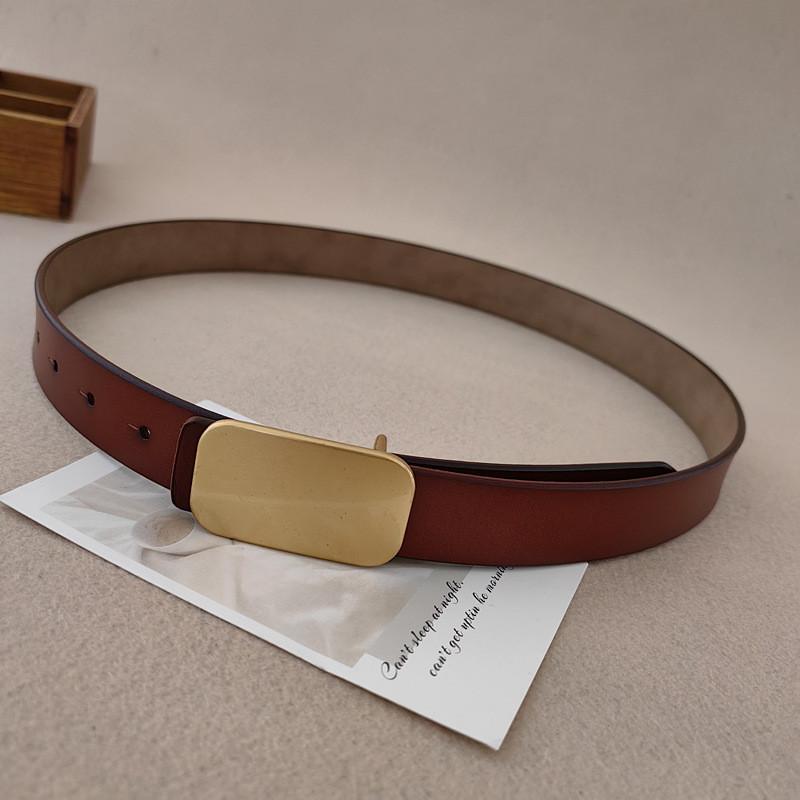 

Authentic Twolayer Leather Waist Belt With Metal Clasp For Dresses And Jeans 105cm світло-коричневого кольору