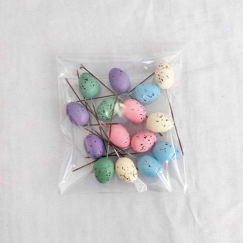 20Pcs Easter Foam Eggs Handmade Art Ornament Decorative Crafts Supplies for Children Adults DIY Photo Props