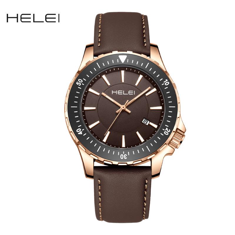 2024 Simple Waterproof Genuine Leather Men's Quartz Wristwatch with Calendar