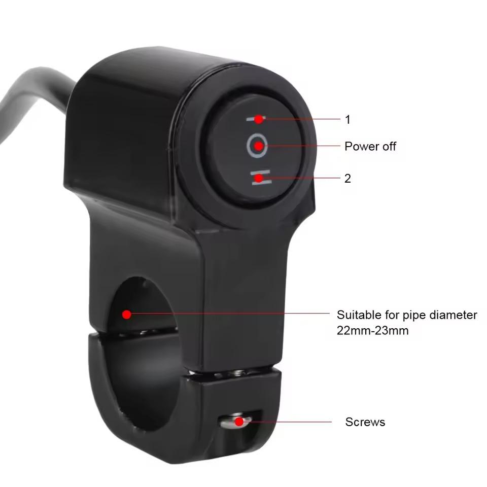 22mm 7/8in Aluminum Alloy Universal Motorcycle Handlebar Headlight Switch Three-position Waterproof Switch 12V Fog Spotlight Ret
