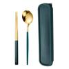 410 Stainless Steel Travel Cutlery Set: Fork, Spoon & Chopsticks In Gift Box. Perfect for Students!
