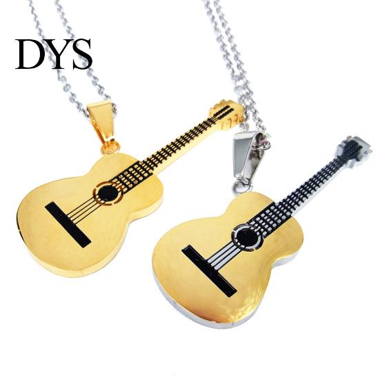 Men Women Rock Guitar Pendant Stainless Steel Necklace Jewelry Musician Gift