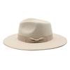 Wool, Beige Hemmed Big-Brimmed Jazz Top Hat, Men'S And Women'S Bows, Water Drop Top Jazz Hat, Felt Hat.