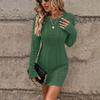 Women's Fashion Round Neck Color Long-sleeved Knitted Sweater Slim Fitted Hip Dress