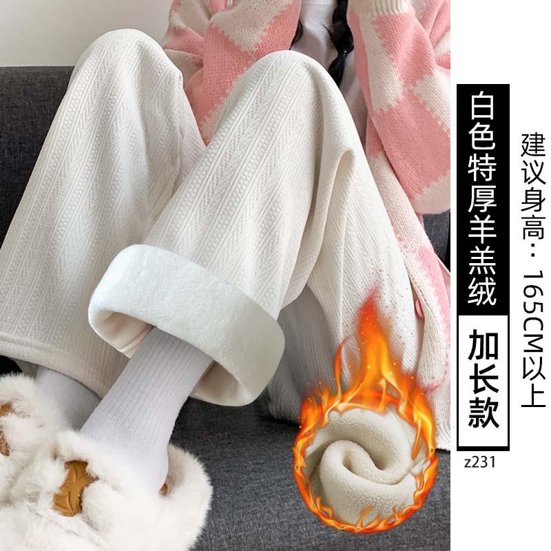 Chenier Wide-leg Pants Women's Pants New Autumn and Winter Thickened Cotton Pants Straight Casual Velvet Pants Outer Wear