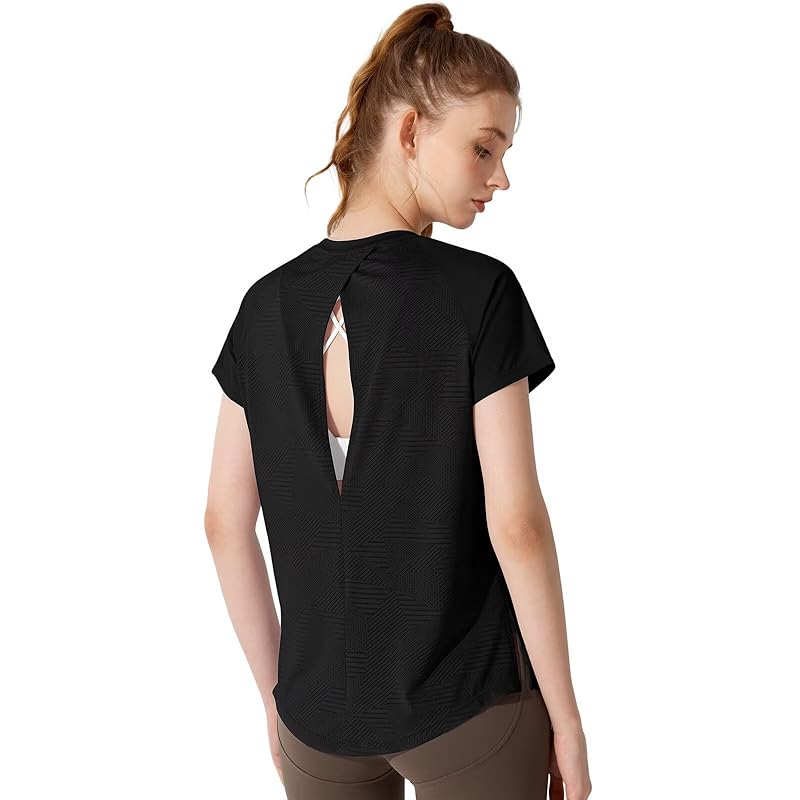 

[Rovidorx] yoga wear tops pilates wear back open short sleeve t-shirt ladies sports Relaxing hot yoga sportswear gym wear fitness wear training