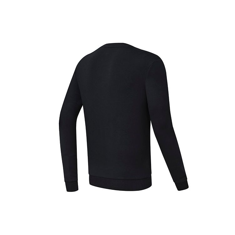 FILA Fitness Series Striped Logo Printed Round Neck Sports Knit Sweatshirt Men Sweatshirt Deep-Black A11M311209F-BK
