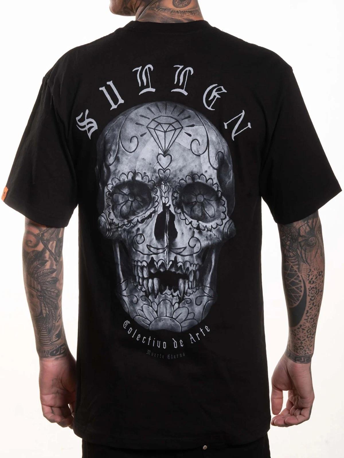 

Sullen Men s Muerte Eterna Short Sleeve Standard T-shirt Tattoo Style Skull Tee S