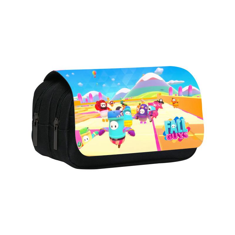 Fall Guys Pencil Case Double Layer Cartoon Stationery Bag For Students And Kids