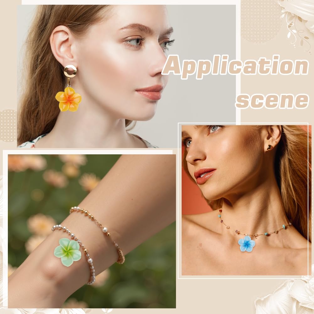 60 Plumeria Flower Clear Cute Petal Clay Resin DIY Craft DIY Jewelry Making Charms, Resin, Beads, Pendants, Earrings, Parts, Kits, Ornaments,