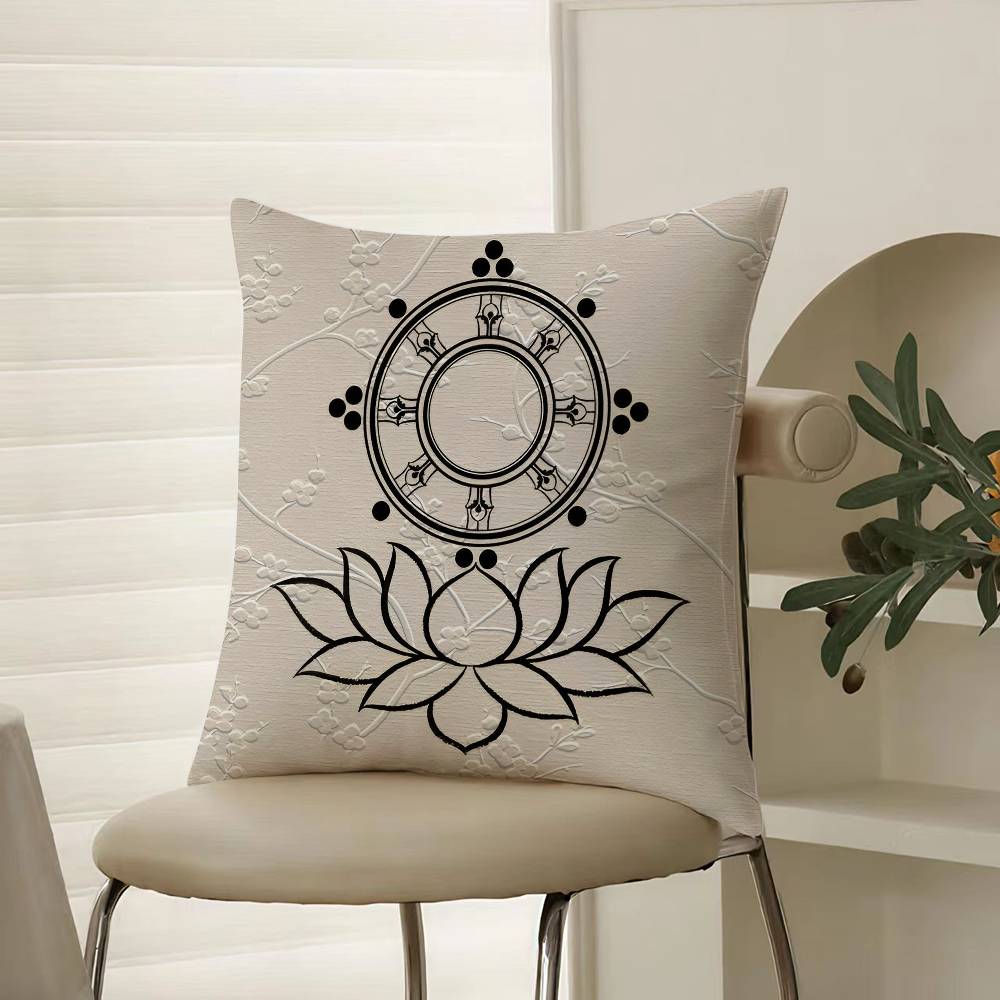 

Reincarnation Print Six Paths of Reincarnation Pillow Case Comfort Sofa Bed Silky elegant Invisible zipper Decorative cushion 12x12Inch