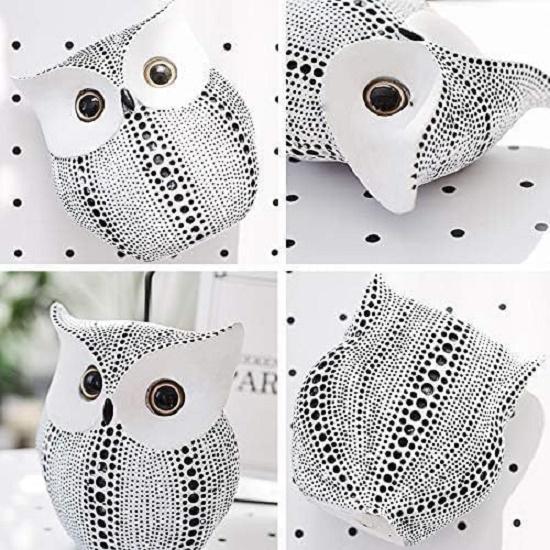 Modern Classy Lucky Owl Resin Art Figure Showpiece -(Pack of 1, White)