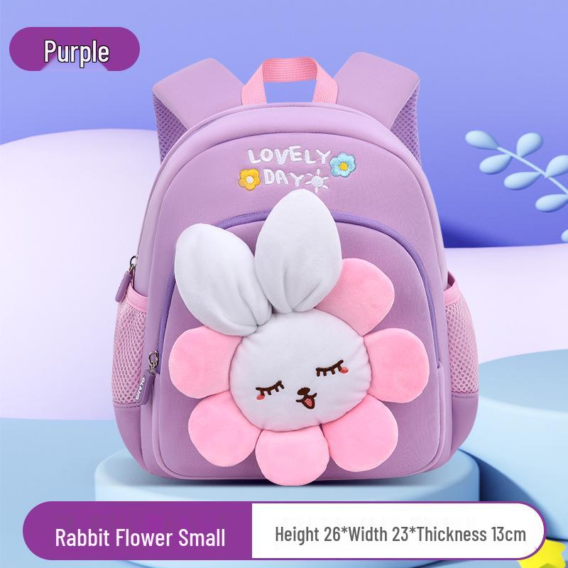 Neoprene Flower Rabbit Backpack: Girls' Spine-Friendly, High Capacity, Double Shoulder Kindergarten Bag