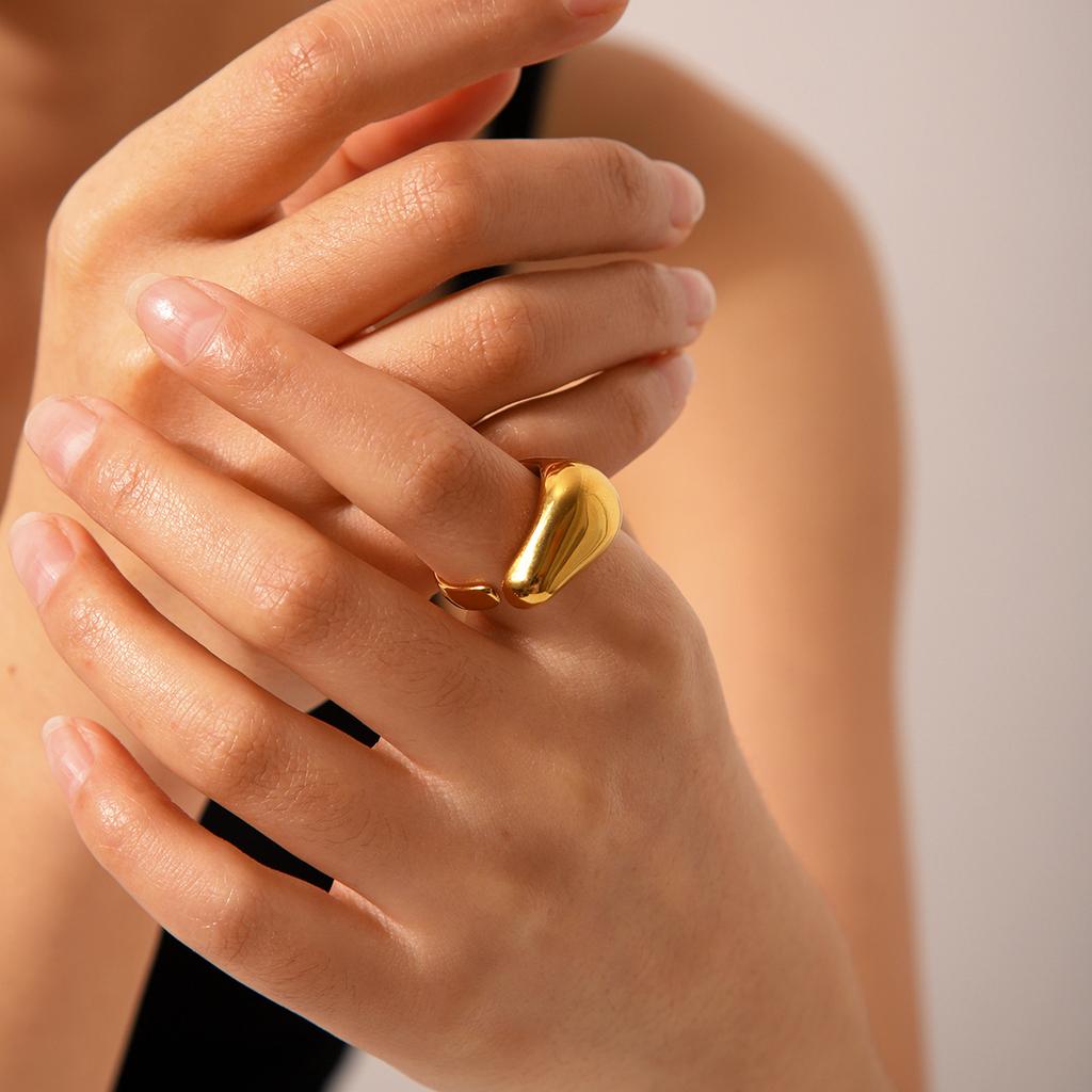 Titanium steel ring, unique exaggerated stainless steel cast ring, vacuum electroplated open ring, fade-resistant