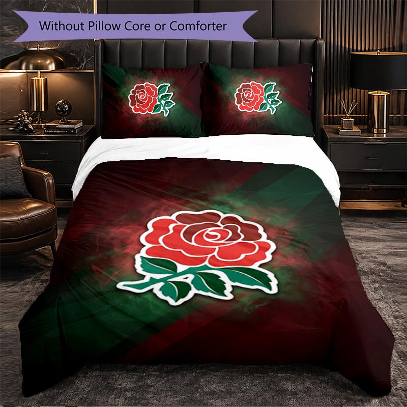 Set Biancheria da Letto 3 Pezzi in Microfibra con Fantasia Rugby Inglese Copripiumino Decorativo per Camera da Letto Uso Domestico