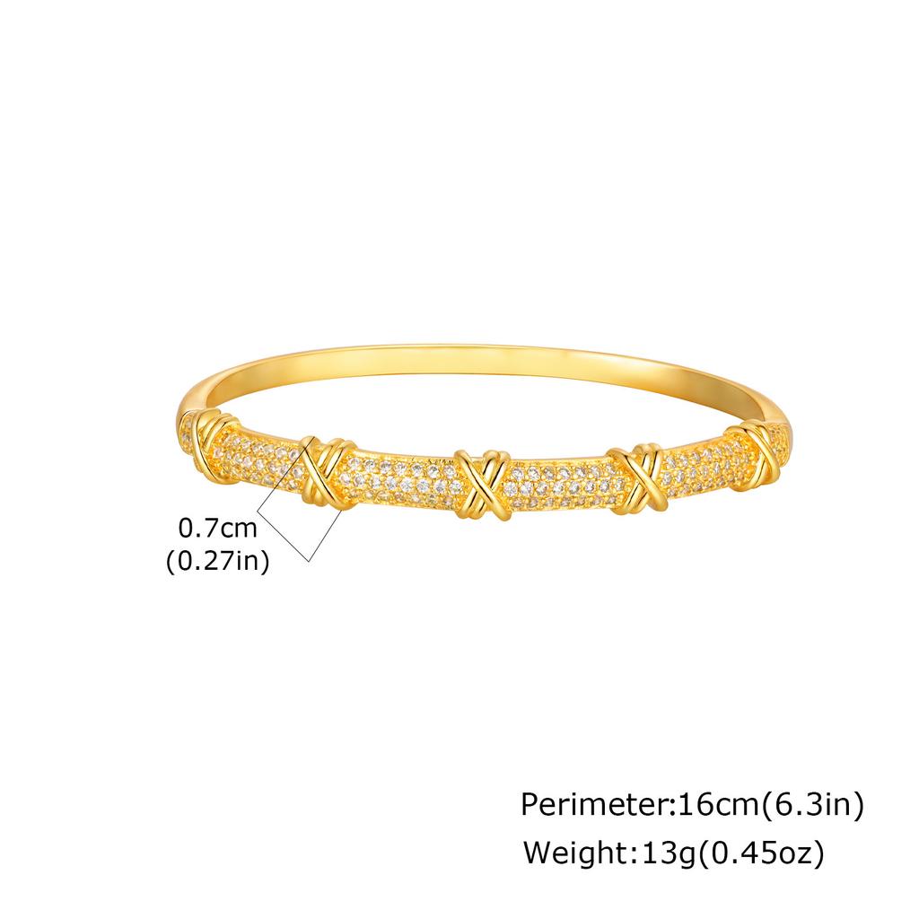Luxury Zirconia Bangle, Gold Plated CZ Statement Wrist Bracelets for Women, Valentine's Day Wedding Birthday