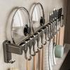 Kitchen Wall Mount Hooks And Double Rod Rack With Plastic And Carbon Steel For Home Organization