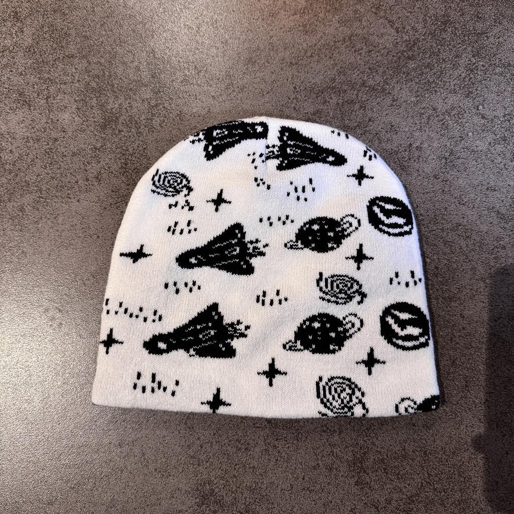 Rocket Planet Fall Winter Knit Wool Hat High Top Design Style Outdoor Casual