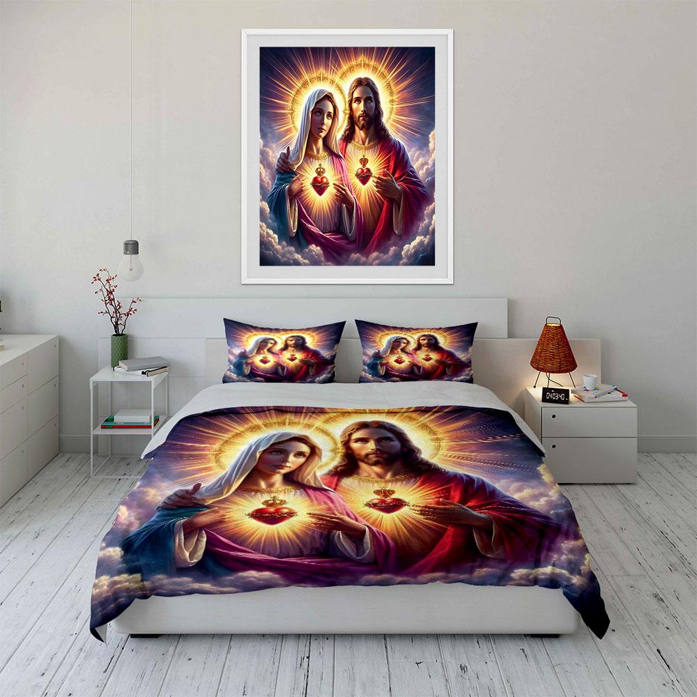 Sacred hearts with halos. Bedding sets Duvet cover sets Duvet covers Pillowcases(1 * Duvet Cover 2 * Pillowcases without duvet insert)