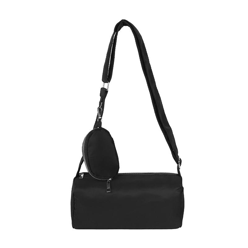 Leichte einfarbige Nylon-Zylinder-Umhängetasche Heißer Verkauf Trendige minimalistische Handtasche Lässig mit passender Münz-Crossbody-Tasche