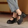 Mary Jane shoes women's thick-soled shallow-mouth single shoes spring round head one-word buckle small leather shoes retro style