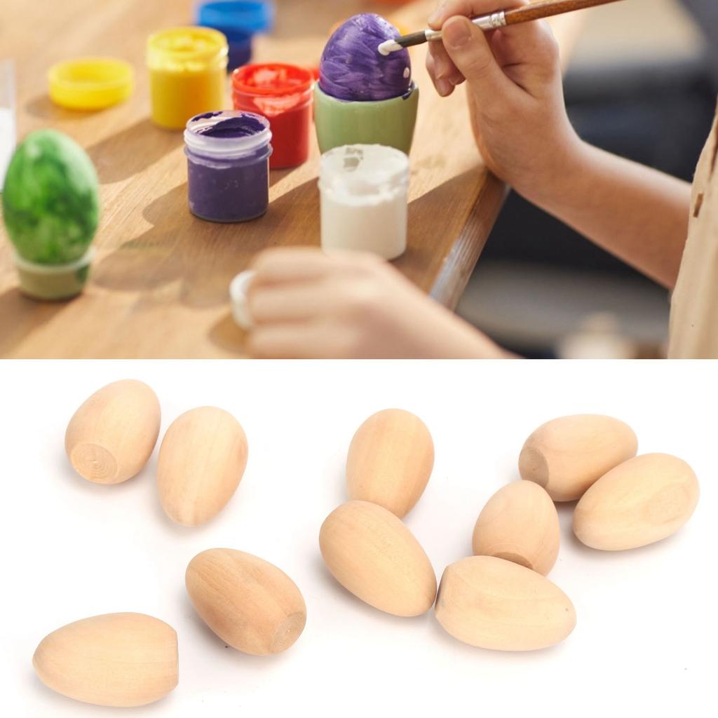 10 Stuks Houten Eieren Levendig Lichtgewicht Draagbaar Niet Snel Breekbaar Voedselspeelgoed Nep Eieren voor Familiedecoratie