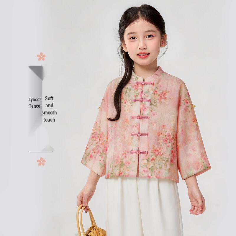 Girls' New Chinese Style Rose Cardigan