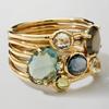 New Hollow Gold Color Inlay Colorful Stone Ring For Women Birthday Accessories Gifts Custom Jewelry Vintage