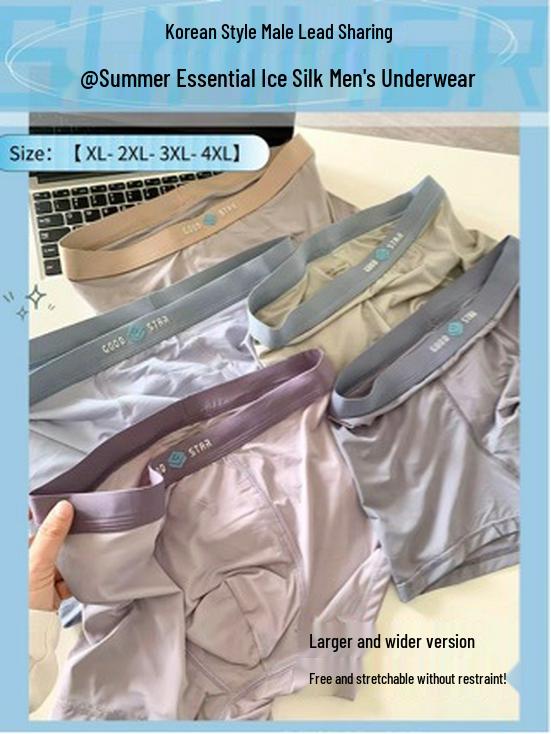 Men s Ice Silk Breathable Boxer Shorts - 2-Pack Summer Flat-Leg Style 3XL