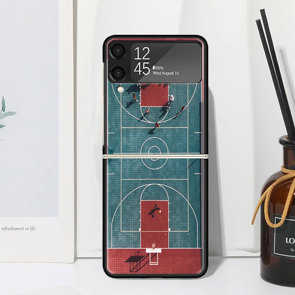 Basketball Basket Sports Phone Case For Samsung Galaxy Z Flip 7 Flip7 Zflip 6 Flip6 5 Flip5 4 Flip4 3 Flip3 5G Fundas Black Cove