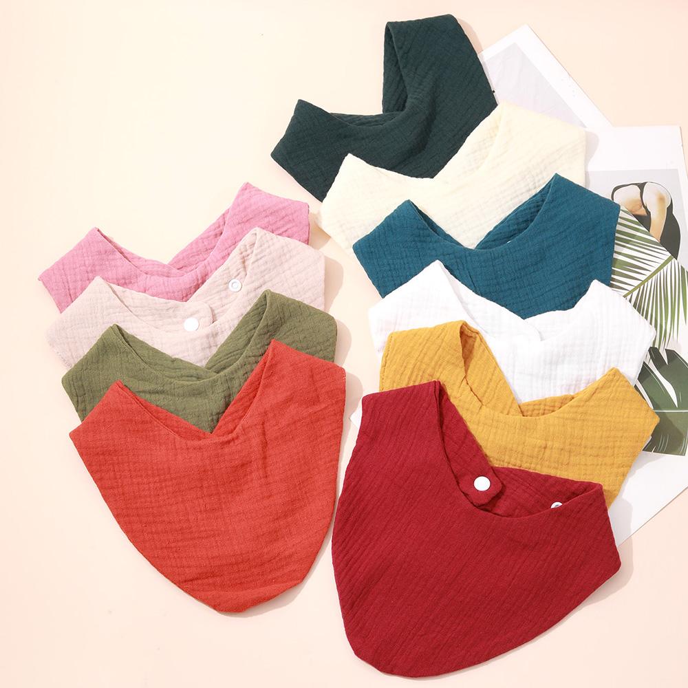 3 stuks Baby Voeding Kwijlslabbetjes Speekseldoek Driehoek Effen Kleur Sjaal Bandana Zacht Katoen Slab Verstelbare Drukknop Boertjesdoek